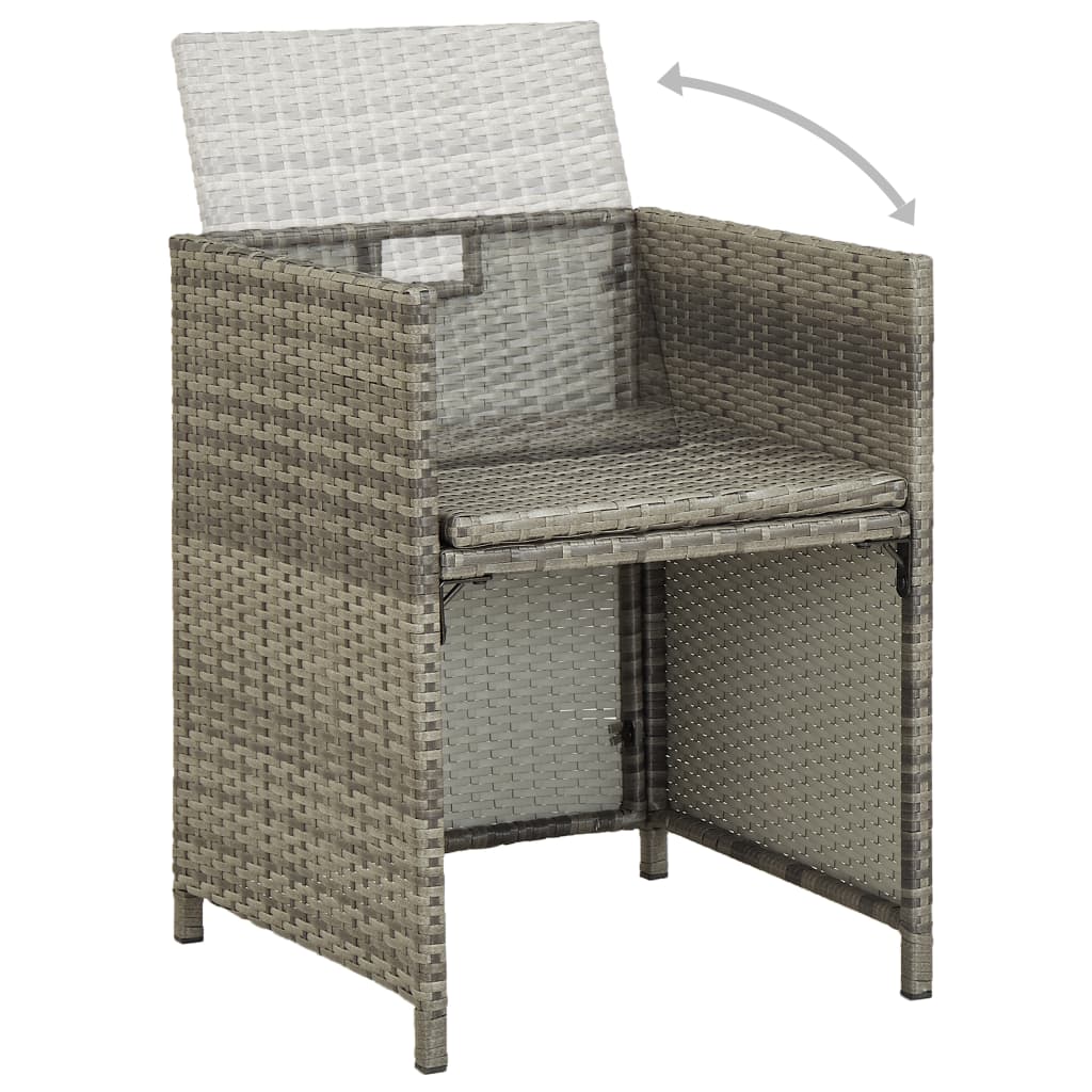 Sedie da Giardino 2 pz con Cuscini in Polyrattan Grigio - homemem39