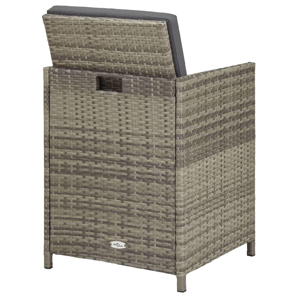 Sedie da Giardino 2 pz con Cuscini in Polyrattan Grigio - homemem39