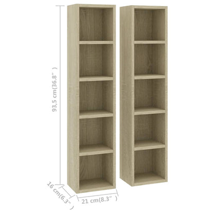 Scaffali Porta CD 2 pz Rovere Sonoma 21x16x93,5cm in Truciolato - homemem39