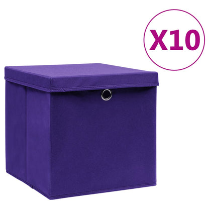 Contenitori con Coperchio 10 pz 28x28x28 cm Viola - homemem39