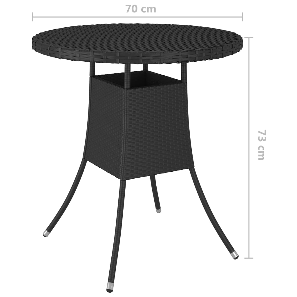 Tavolo da Giardino Nero 70x70x73 cm in Polyrattan - homemem39