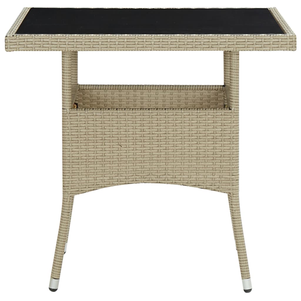 Tavolo da Pranzo da Giardino Beige in Polyrattan e Vetro - homemem39