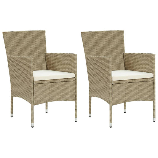 Sedie da Pranzo per Giardino 2 pz in Polyrattan Beige - homemem39