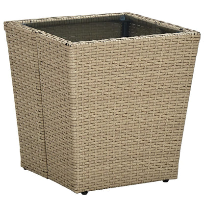 Tavolino Beige 41,5x41,5x44 cm in Polyrattan e Vetro Temperato - homemem39