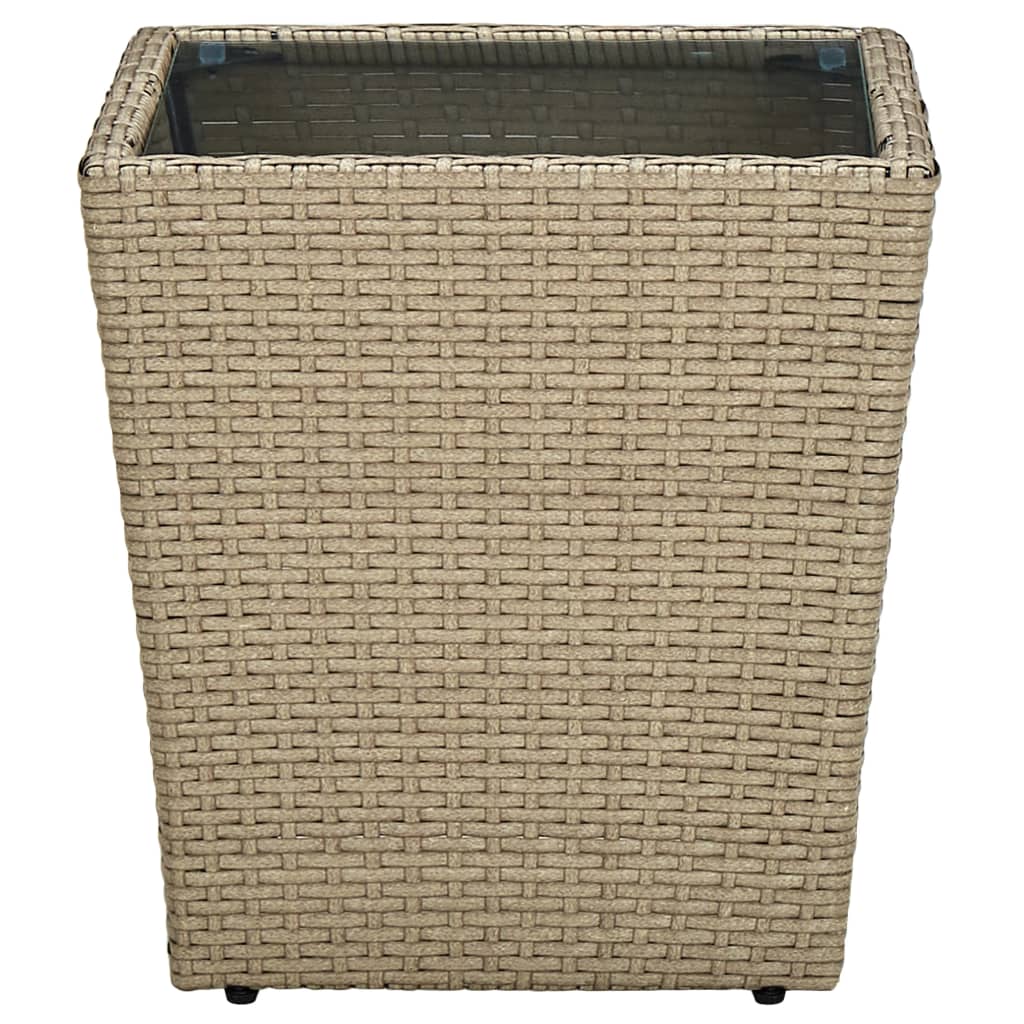 Tavolino Beige 41,5x41,5x44 cm in Polyrattan e Vetro Temperato - homemem39