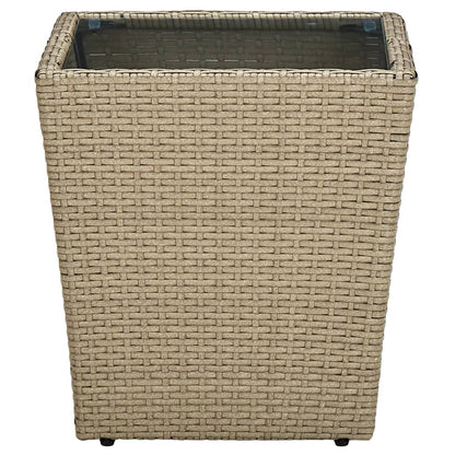 Tavolino Beige 41,5x41,5x44 cm in Polyrattan e Vetro Temperato - homemem39