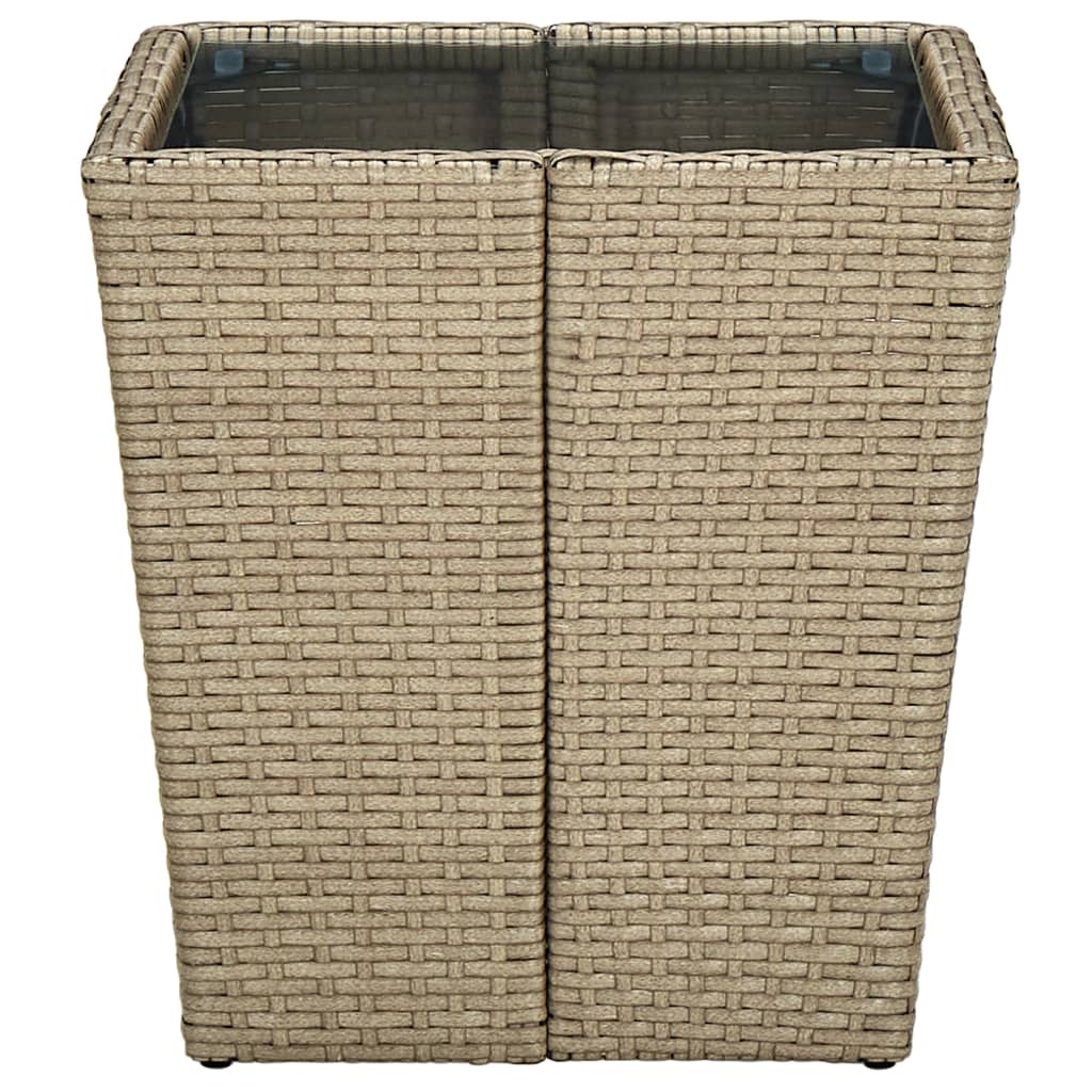 Tavolino Beige 41,5x41,5x44 cm in Polyrattan e Vetro Temperato - homemem39