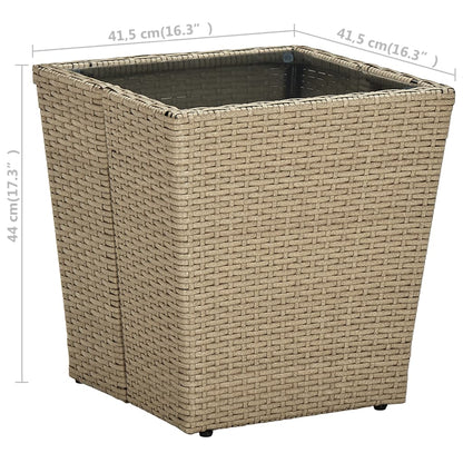 Tavolino Beige 41,5x41,5x44 cm in Polyrattan e Vetro Temperato - homemem39