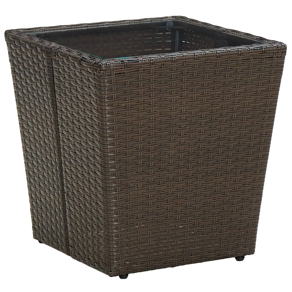 Tavolino Marrone 41,5x41,5x44cm in Polyrattan e Vetro Temperato - homemem39