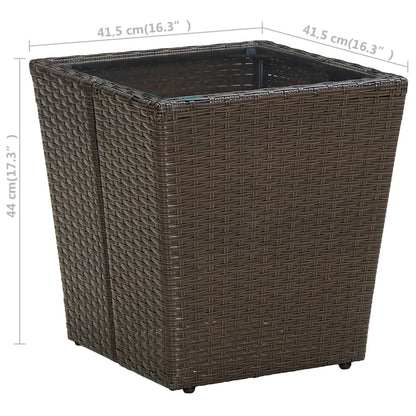 Tavolino Marrone 41,5x41,5x44cm in Polyrattan e Vetro Temperato - homemem39