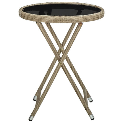 Tavolino Beige 60 cm in Polyrattan e Vetro Temperato - homemem39