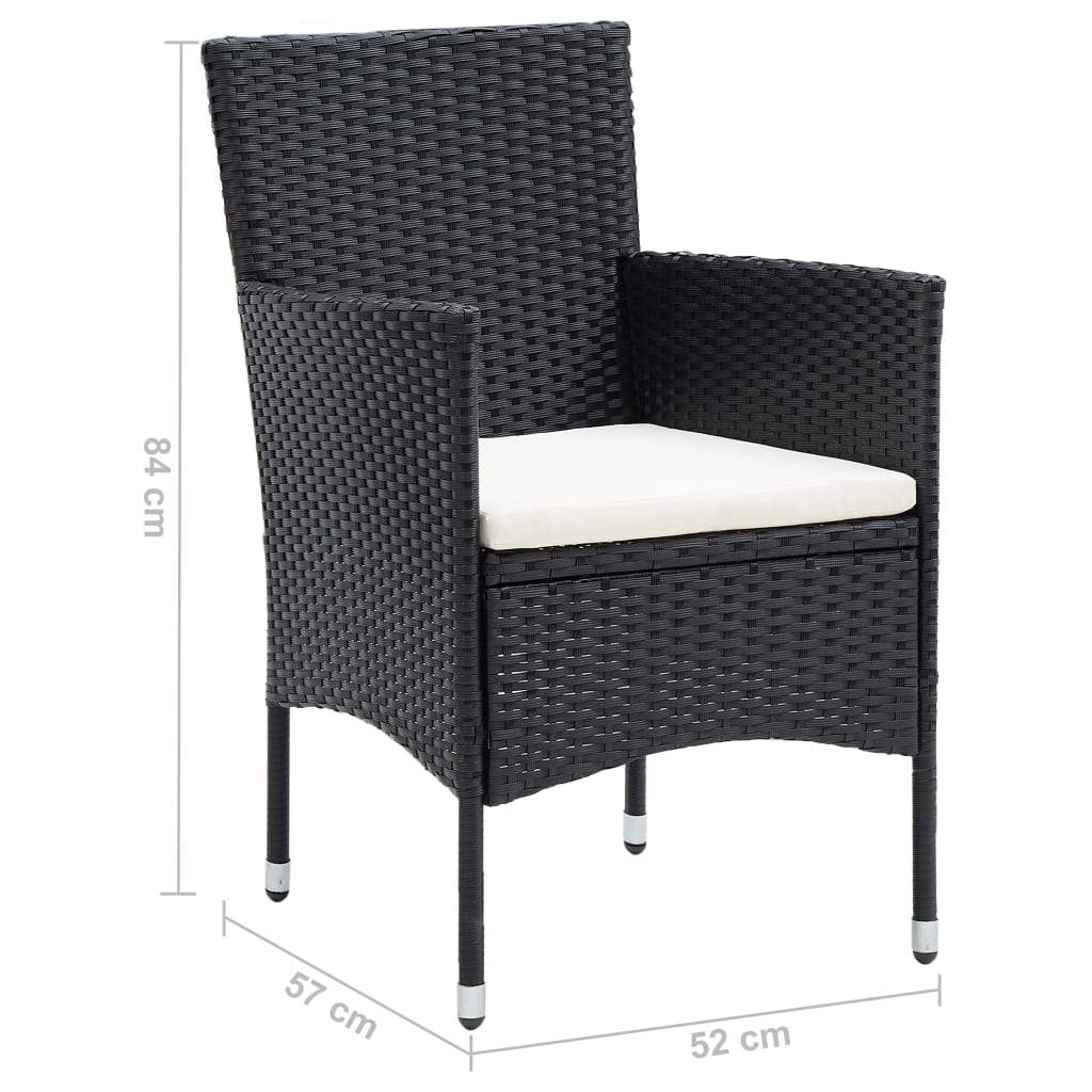 Sedie da Pranzo per Giardino 4 pz in Polyrattan Nero - homemem39