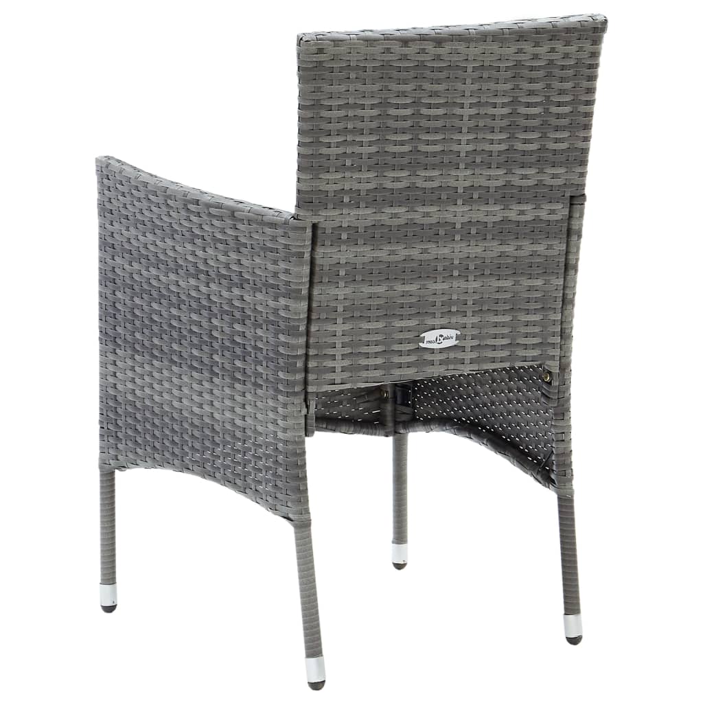 Sedie da Pranzo per Giardino 4 pz in Polyrattan Grigio - homemem39