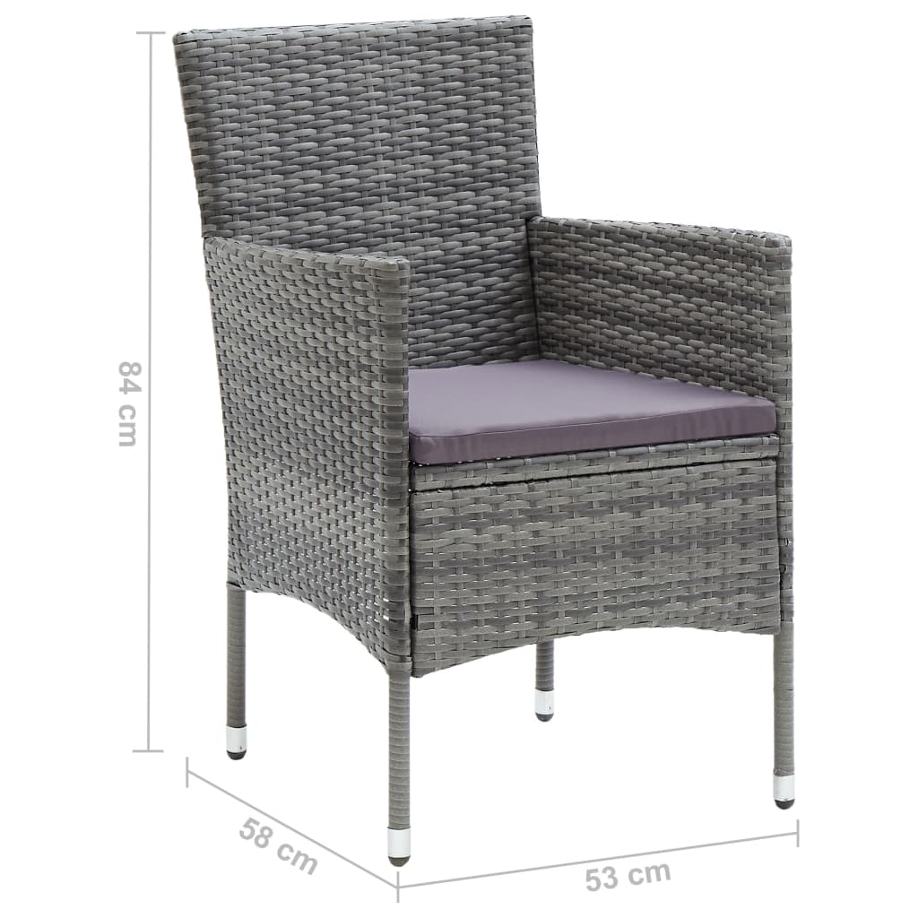 Sedie da Pranzo per Giardino 4 pz in Polyrattan Grigio - homemem39