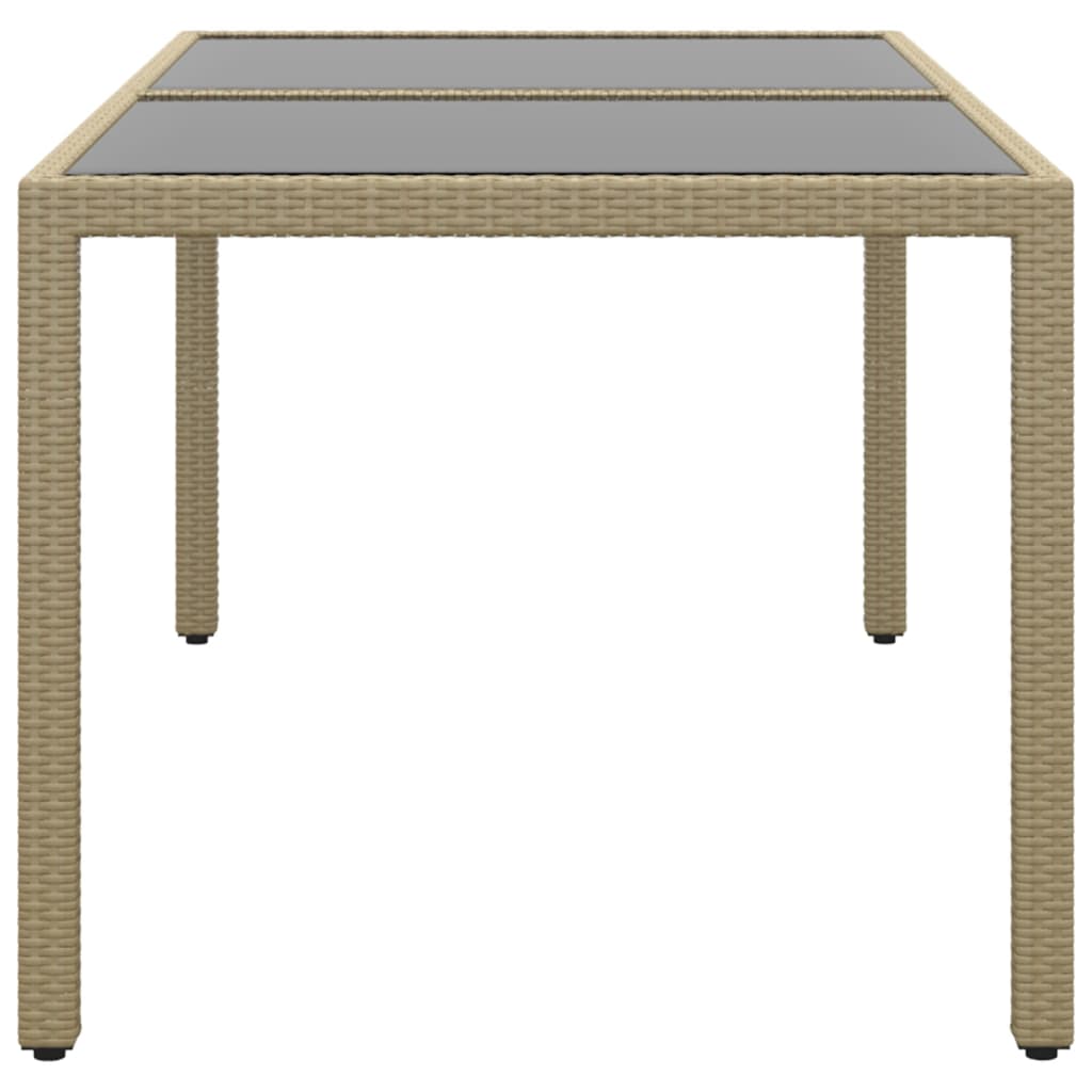 Tavolo Giardino 150x90x75cm Vetro Temperato Polyrattan Beige - homemem39