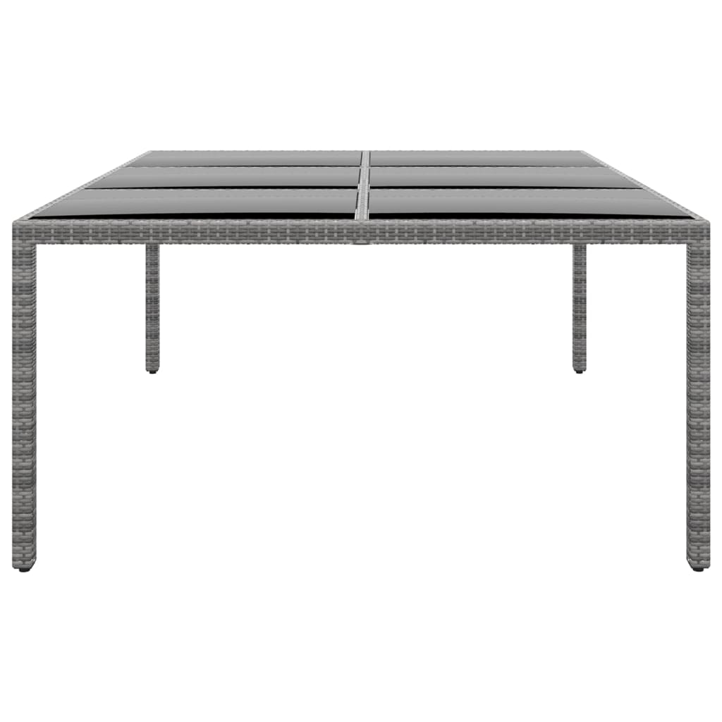 Tavolo Giardino 200x150x75 cm Vetro Temperato Polyrattan Grigio - homemem39