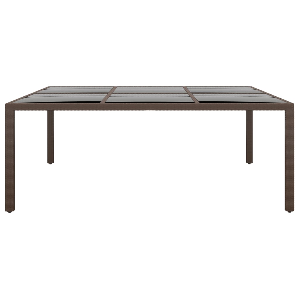 Tavolo da Giardino con Piano Vetro Marrone 200x150x75 cm Rattan - homemem39