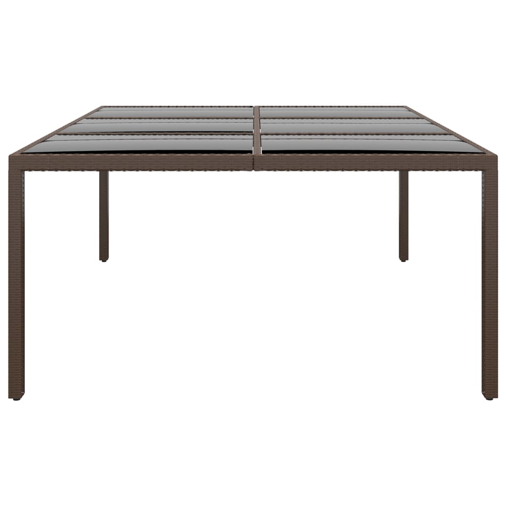 Tavolo da Giardino con Piano Vetro Marrone 200x150x75 cm Rattan - homemem39