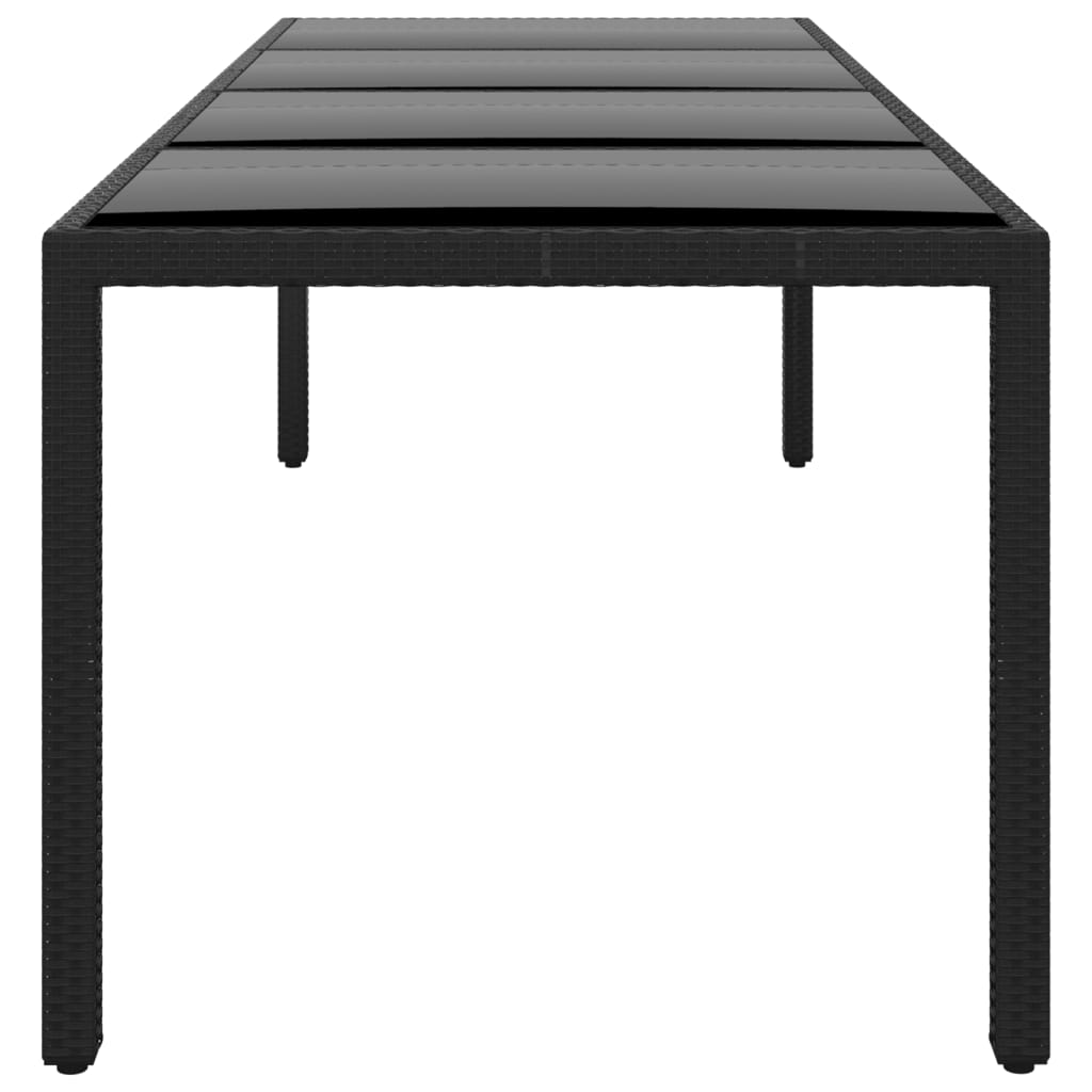 Tavolo Giardino Nero 250x100x75cm Vetro Temperato e Polyrattan - homemem39