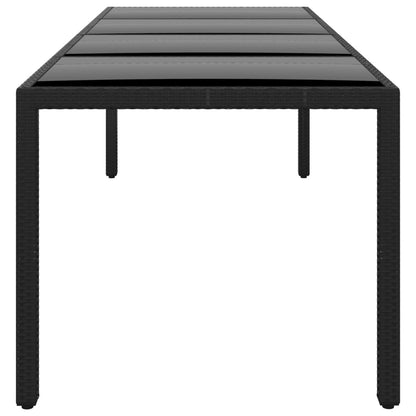 Tavolo Giardino Nero 250x100x75cm Vetro Temperato e Polyrattan - homemem39