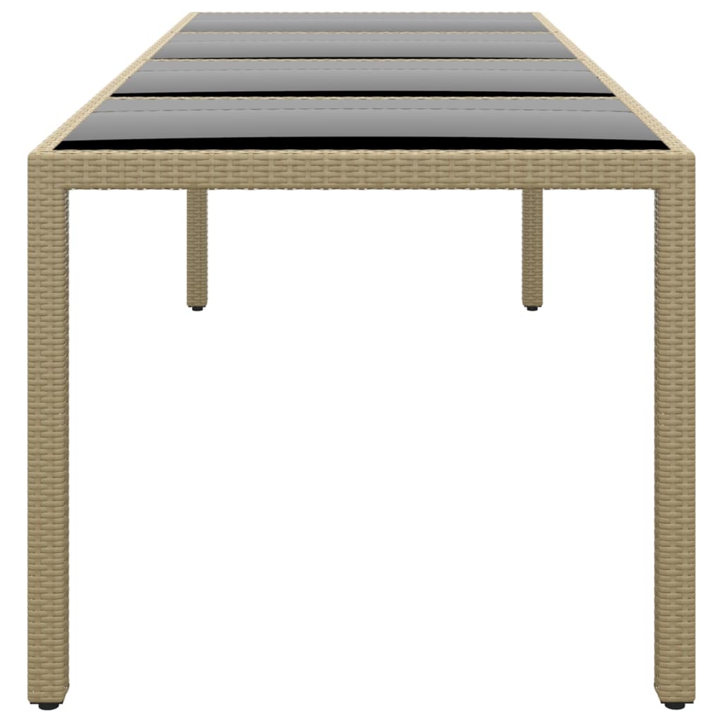 Tavolo da Giardino con Piano Vetro Beige in Polyrattan - homemem39