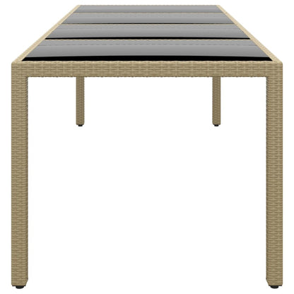 Tavolo da Giardino con Piano Vetro Beige in Polyrattan - homemem39