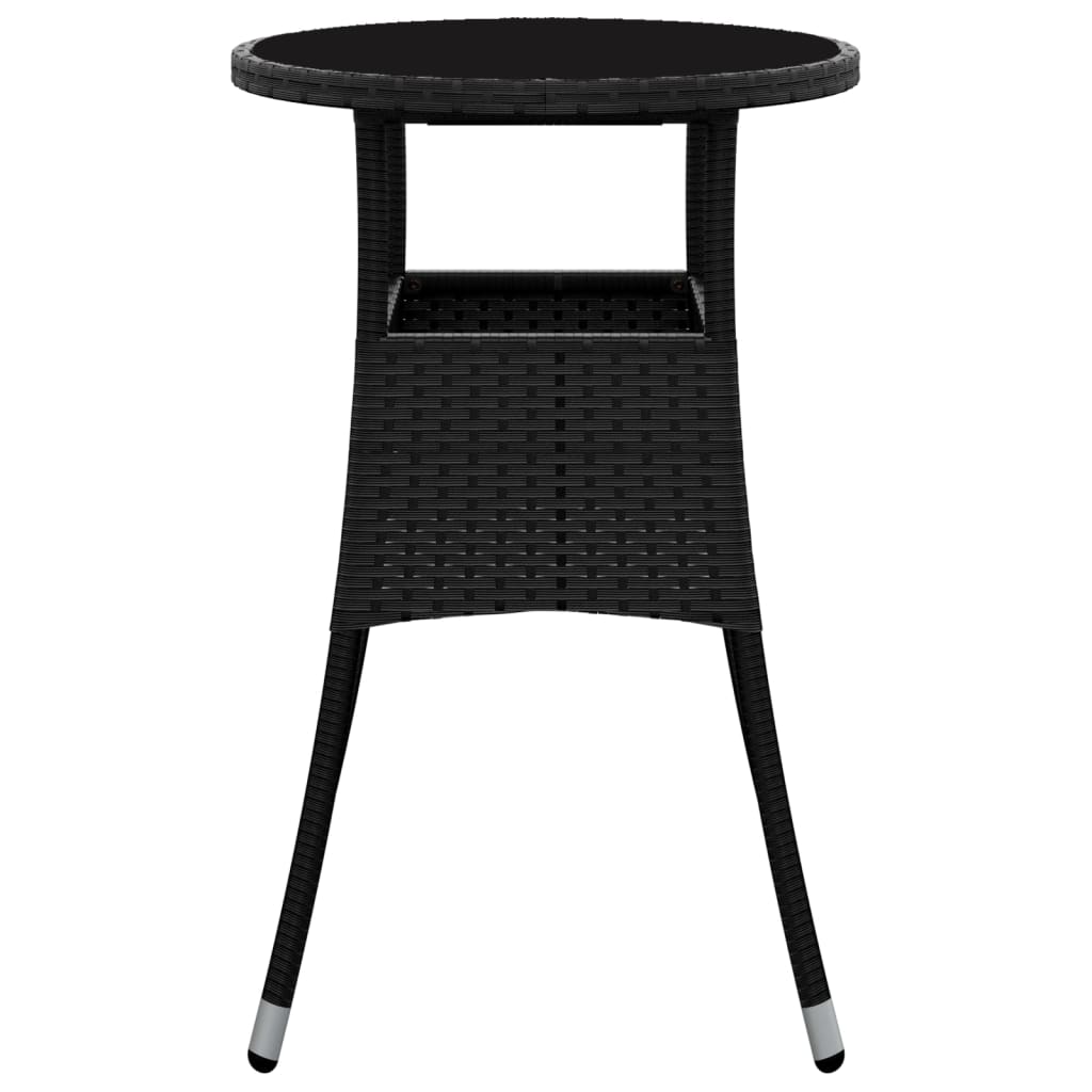 Tavolo da Giardino Ø60x75 cm Vetro Temperato e Polyrattan Nero - homemem39