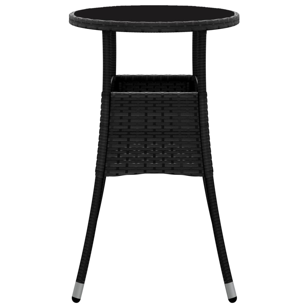 Tavolo da Giardino Ø60x75 cm Vetro Temperato e Polyrattan Nero - homemem39