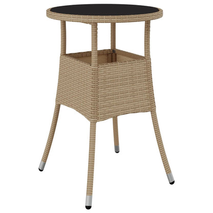 Tavolo da Giardino Ø60x75 cm Vetro Temperato e Polyrattan Beige - homemem39