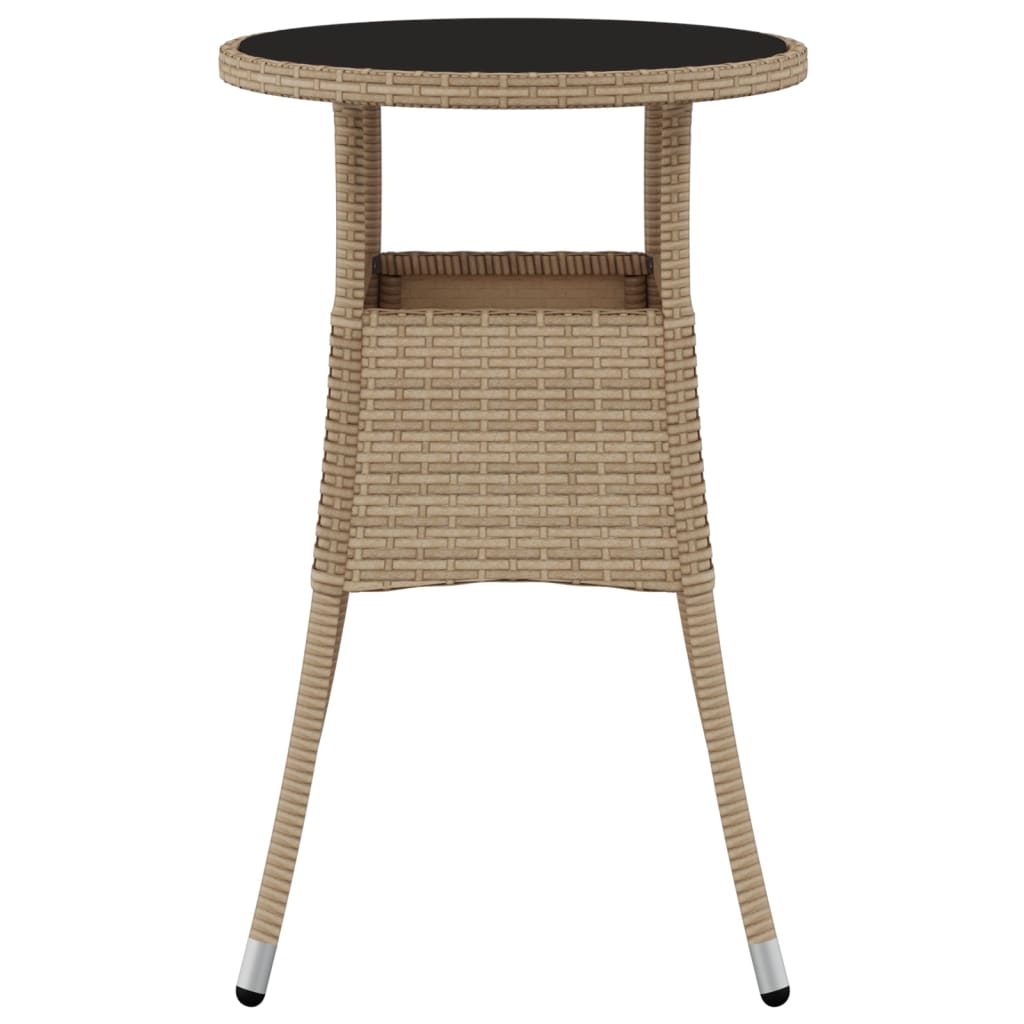 Tavolo da Giardino Ø60x75 cm Vetro Temperato e Polyrattan Beige - homemem39