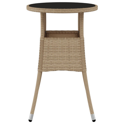 Tavolo da Giardino Ø60x75 cm Vetro Temperato e Polyrattan Beige - homemem39