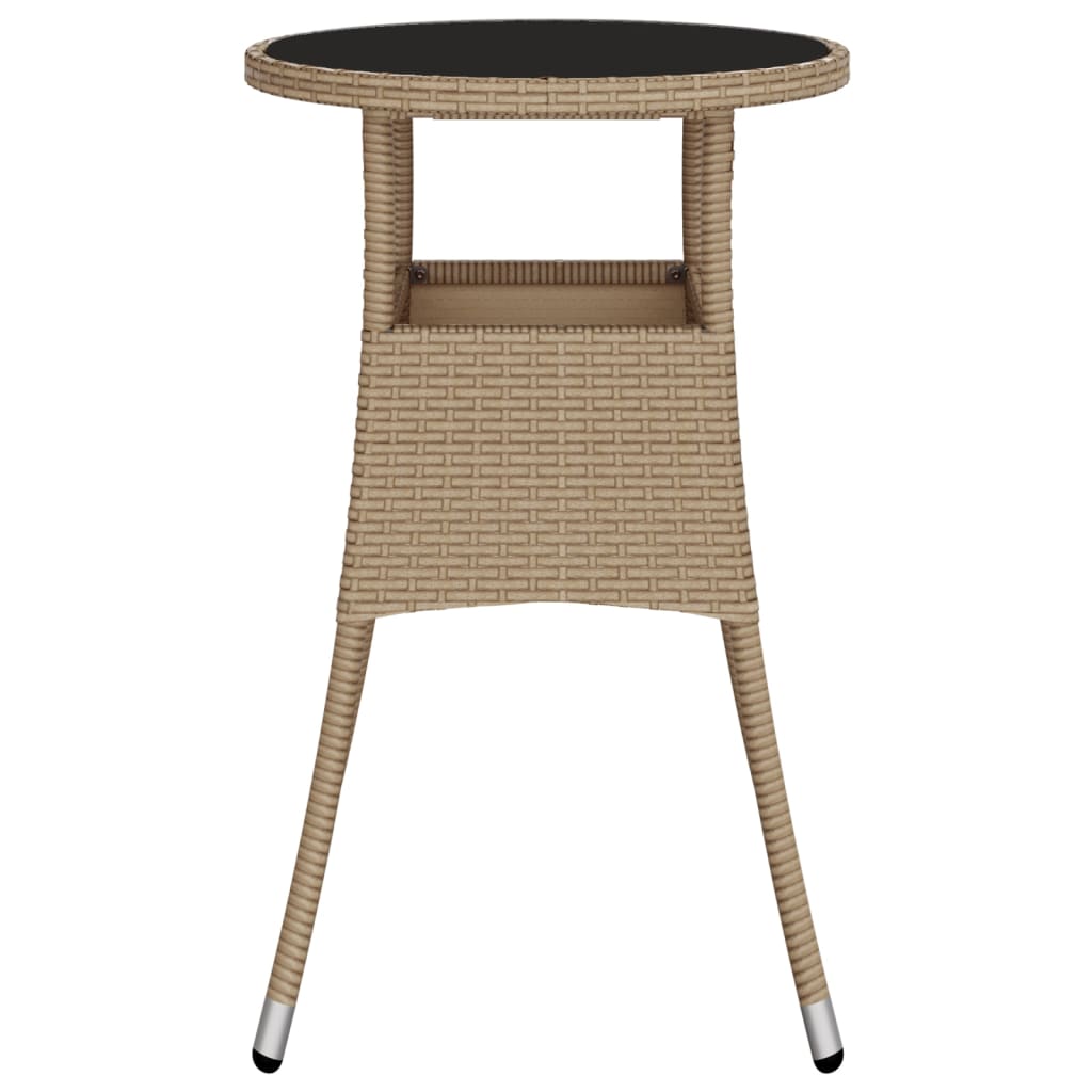 Tavolo da Giardino Ø60x75 cm Vetro Temperato e Polyrattan Beige - homemem39