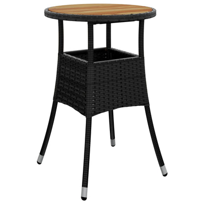 Tavolo Giardino Ø60x75 cm Massello Acacia e Polyrattan Nero - homemem39