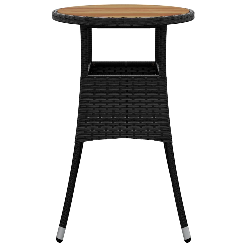 Tavolo Giardino Ø60x75 cm Massello Acacia e Polyrattan Nero - homemem39