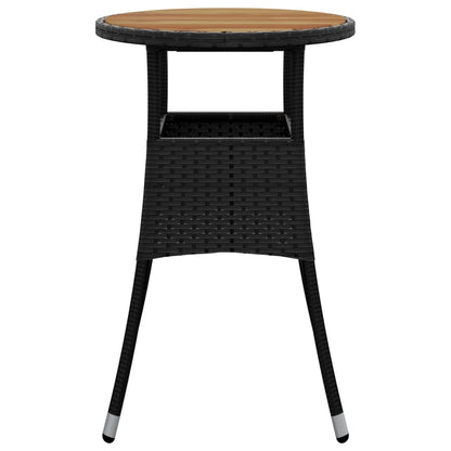 Tavolo Giardino Ø60x75 cm Massello Acacia e Polyrattan Nero - homemem39