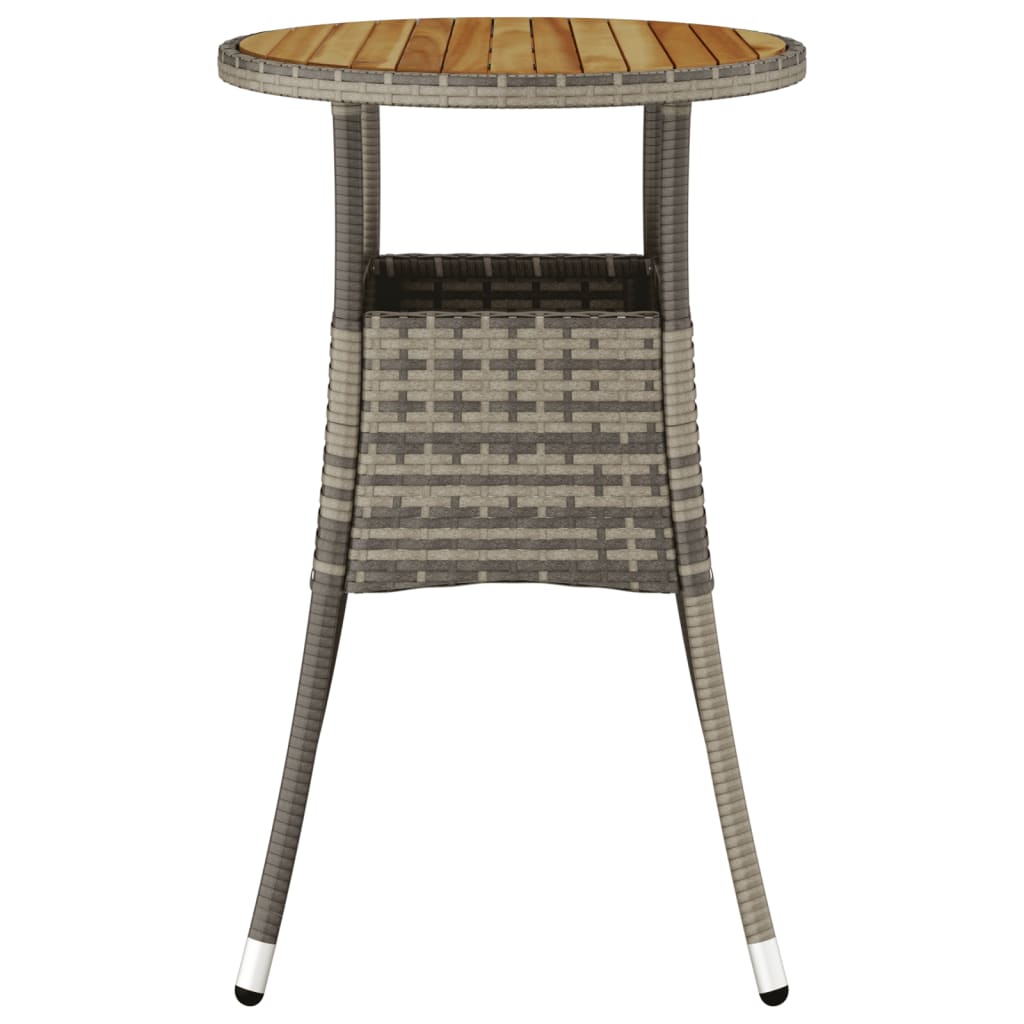 Tavolo da Giardino Ø60x75cm Massello Acacia e Polyrattan Grigio - homemem39