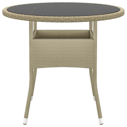 Tavolo da Giardino Ø80x75cm Vetro Temperato e Polyrattan Beige - homemem39