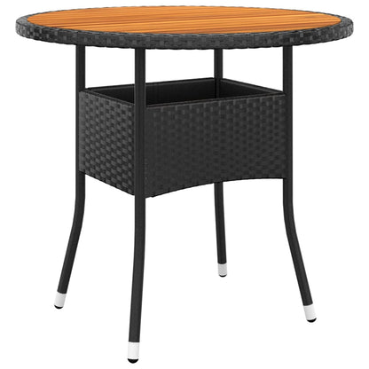 Tavolo Giardino Ø80x75 cm Massello Acacia e Polyrattan Nero - homemem39