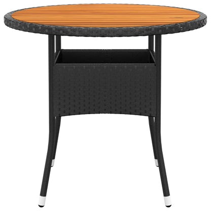 Tavolo Giardino Ø80x75 cm Massello Acacia e Polyrattan Nero - homemem39