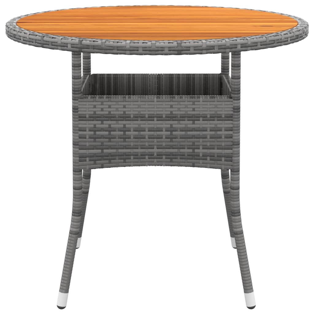 Tavolo Giardino Ø80x75 cm Massello Acacia e Polyrattan Grigio - homemem39