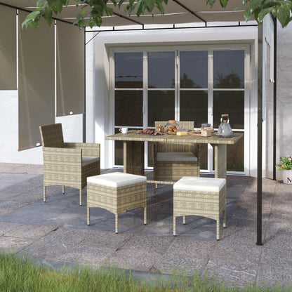 Set Sedie da Giardino con Poggiapiedi 4 pz in Polyrattan Beige - homemem39