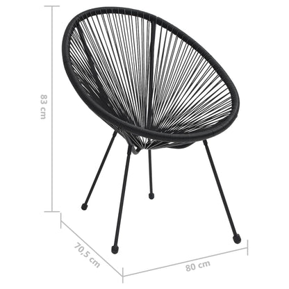 Sedia da Giardino Rotonda 2 pz in Rattan Nero - homemem39