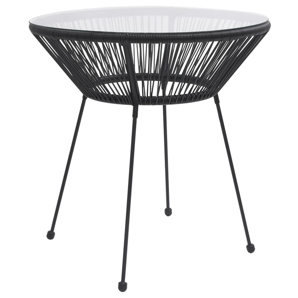 Tavolo da Giardino Nero 70x74 cm in Rattan e Vetro - homemem39