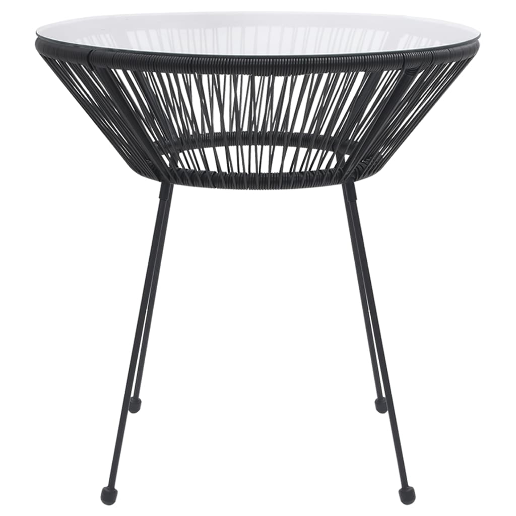 Tavolo da Giardino Nero 70x74 cm in Rattan e Vetro - homemem39