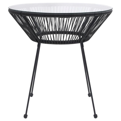 Tavolo da Giardino Nero 70x74 cm in Rattan e Vetro - homemem39