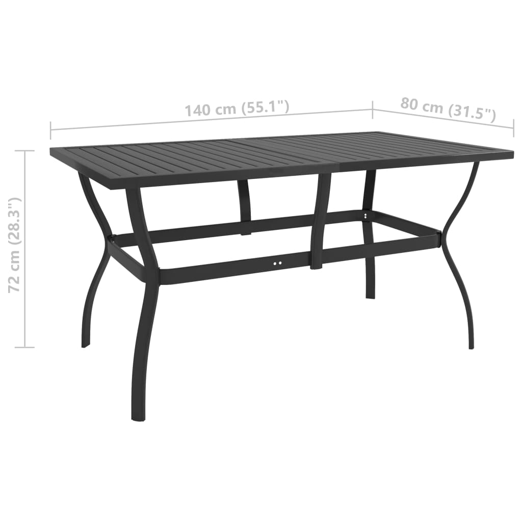 Tavolo da Giardino Antracite 140x80x72 cm in Acciaio - homemem39