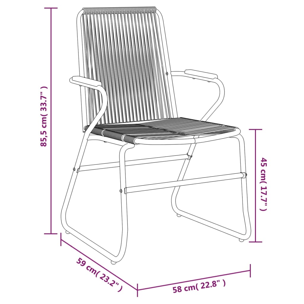 Sedie da Giardino 2pz Nere 58x59x85,5 cm Rattan PVC - homemem39