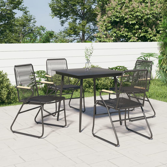 Sedie da Giardino 4pz Nere 58x59x85,5 cm Rattan PVC - homemem39