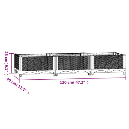 Fioriera Rialzata 120x40x23 cm in Polipropilene - homemem39