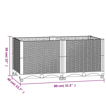 Fioriera Rialzata 80x40x38 cm in Polipropilene - homemem39